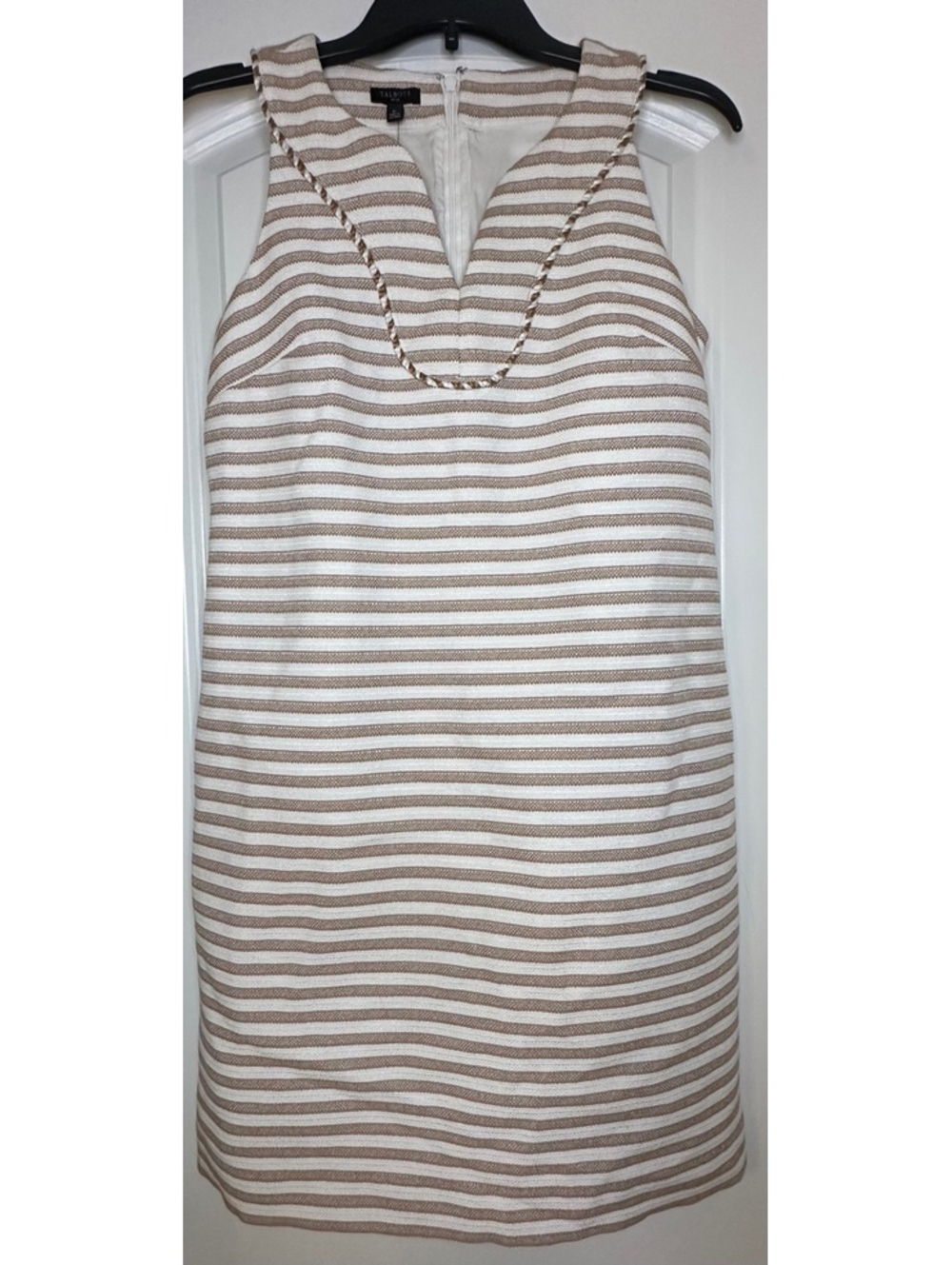 Talbots Petite 2P Striped Sleeveless Sheath Dress with Rope Trim